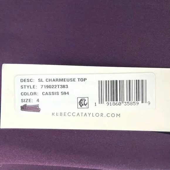 Rebecca Taylor Cassis Silk Charmeuse Top NWT  Jewel Tone Fall Dinner City Blouse - Picture 10 of 16